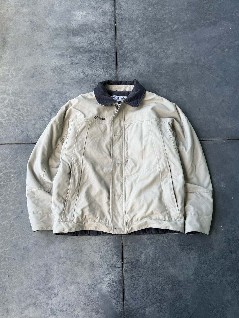 Columbia Sportswear Company Canvas Chore Jacket Khaki Corduroy Flannel Lined